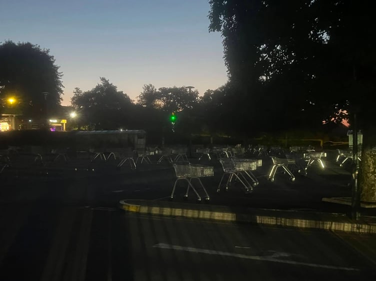 Staff at Morrisons in Liskeard awoke to found trolleys positioned in numerous parking bays at the supermarket