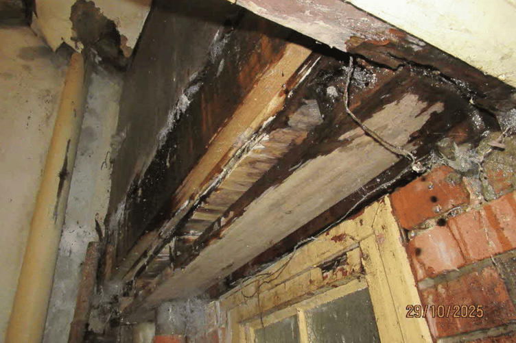 Some of the damage inside Launceston Town Hall (Picture: Cornwall Council)