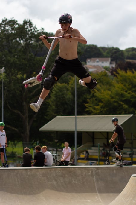 A scooter rider reaches air during the 2025 Fusion X event (Picture: Abbie Chapman)