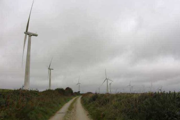 The current Bears Down wind farm, which will be replaced by four larger turbines (Pic: South West Archaeology Ltd)