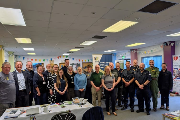 Ahead of the award nomination the Helston Armed Forces Hub held an informative session on the work of Veterans Regroup CIC, which was visited by Lib Dem MP for St Ives Andrew George and senior officers from RNAS Culdrose