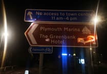 Sign erected pointing to Plymouth Marina … in Falmouth