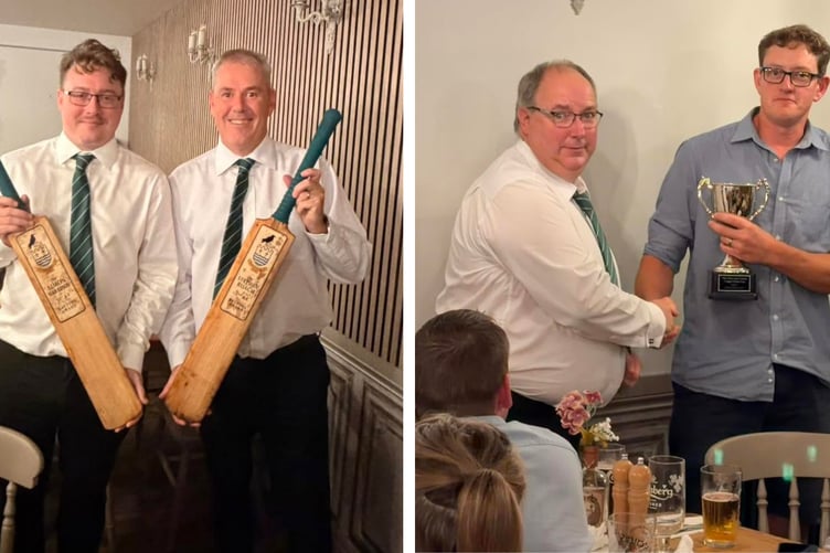 Ryan Pooley (far left) and Simon Harrison won the respective senior batting awards, while Joe Parsons (far right) was Dave Lane's Captain's Player in the seconds.