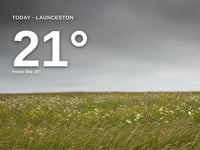 Launceston: overcast day, high of 21°C